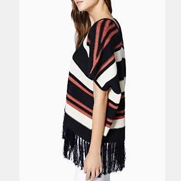 Sanctuary Striped Sweater Poncho With Fringe L/XL - Picture 3 of 16